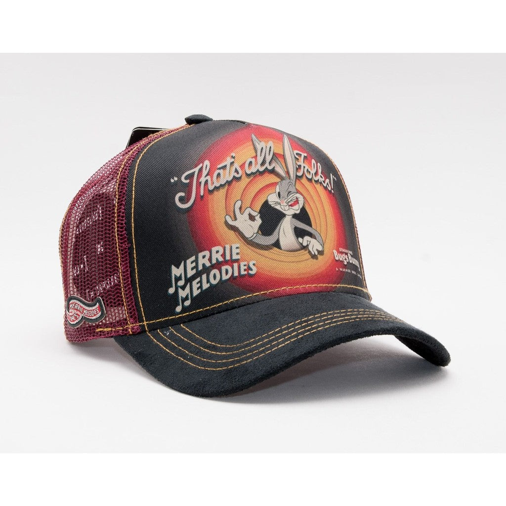 Black Bugs Bunny Looney Tunes Breathable Curved Eaves Adjustable Baseball Cap Fashionable Trendy Truck Driver Net Hat