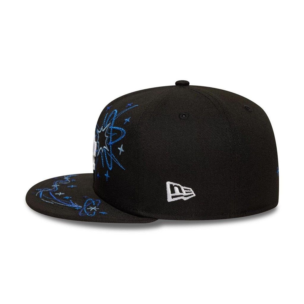 Major League Baseball Zodiac Los Angeles Dodgers Fireworks Design Black Fitted Hat Non-adjustable Hip-hop Baseball Cap