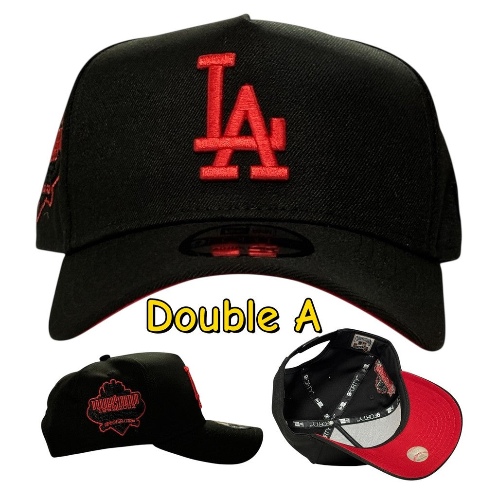 Major League Baseball Los Angeles Dodgers Black &Red Black Uv Red A-Frame Adjustable Snapback Cap Hip-Hop Curved Brimmed Baseball Cap