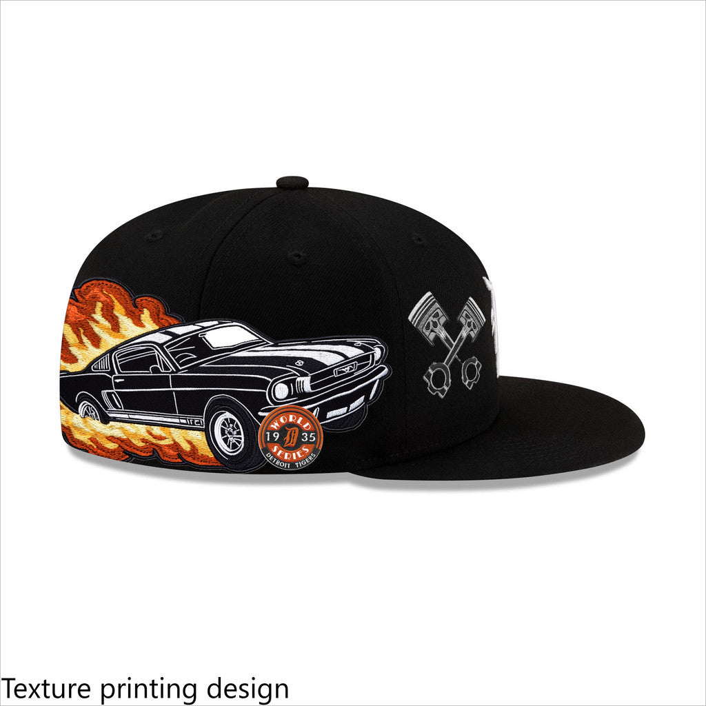 Major League Baseball Detroit Tigers Tiger Logo Fitted Hat Fully Enclosed Flat Brimmed Outdoor Sports Baseball Hat