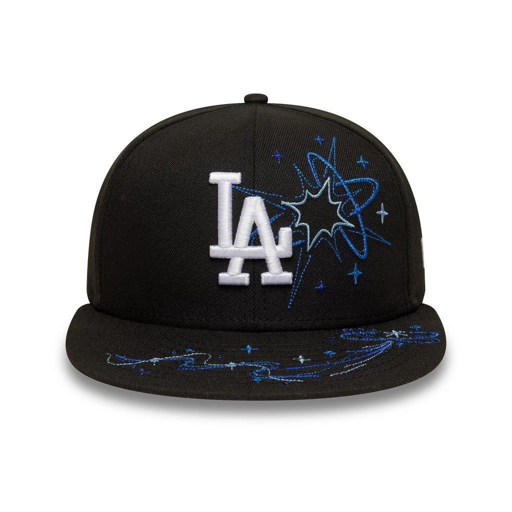 Major League Baseball Zodiac Los Angeles Dodgers Fireworks Design Black Fitted Hat Non-adjustable Hip-hop Baseball Cap