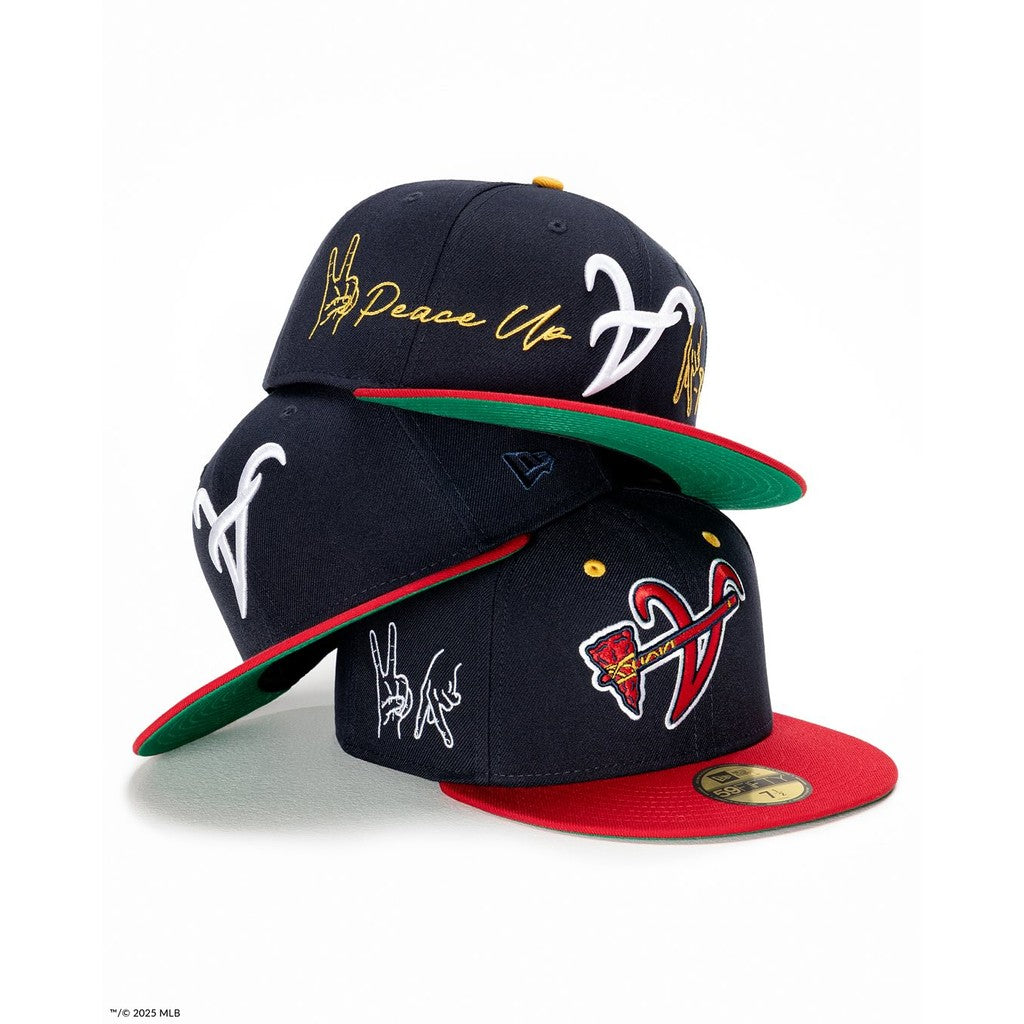 Major League Baseball Atlanta Braves Inverted Logo Side Letter Embroidery Fitted Hat Non-adjustable Hip-hop Event Commemorative Baseball Cap