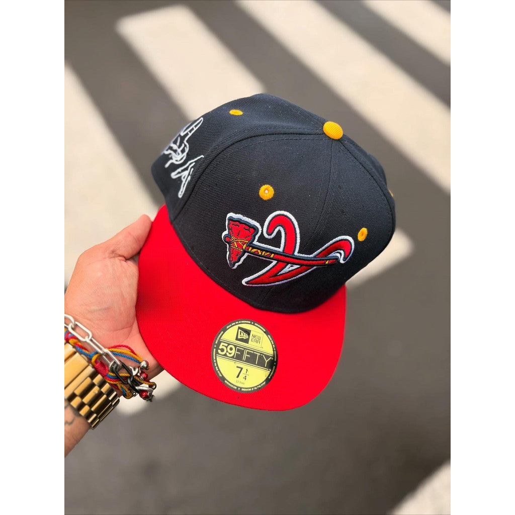 Major League Baseball Atlanta Braves Inverted Logo Side Letter Embroidery Fitted Hat Non-adjustable Hip-hop Event Commemorative Baseball Cap