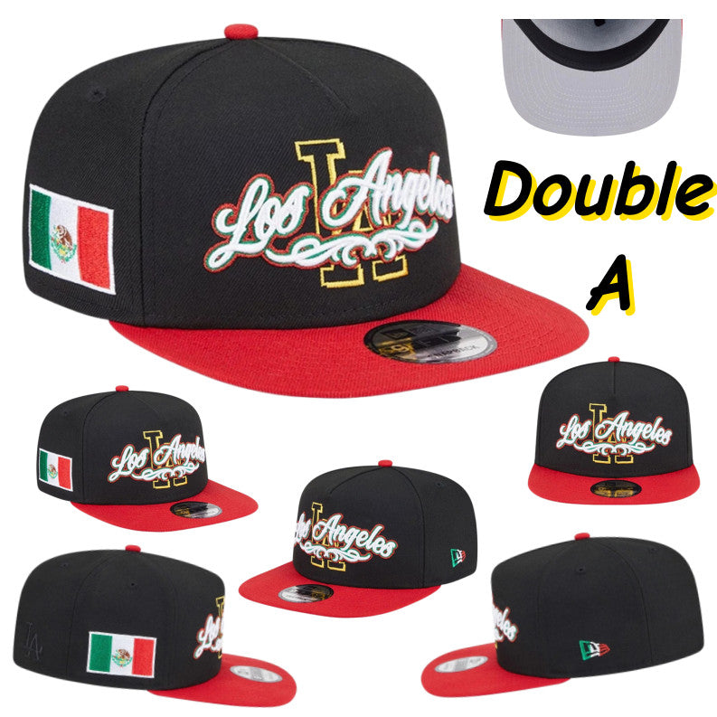 Major League Baseball Los Angeles Dodgers with Embroidered Side Flag Fitted Hat Fully Enclosed Sports Baseball Cap