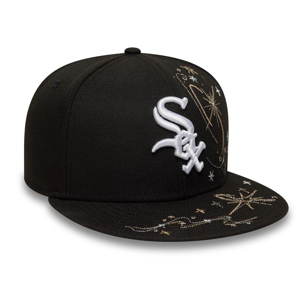 Major League Baseball Zodiac Chicago White Sox Fireworks Design Black Fitted Hat Non-adjustable Hip-hop Baseball Cap