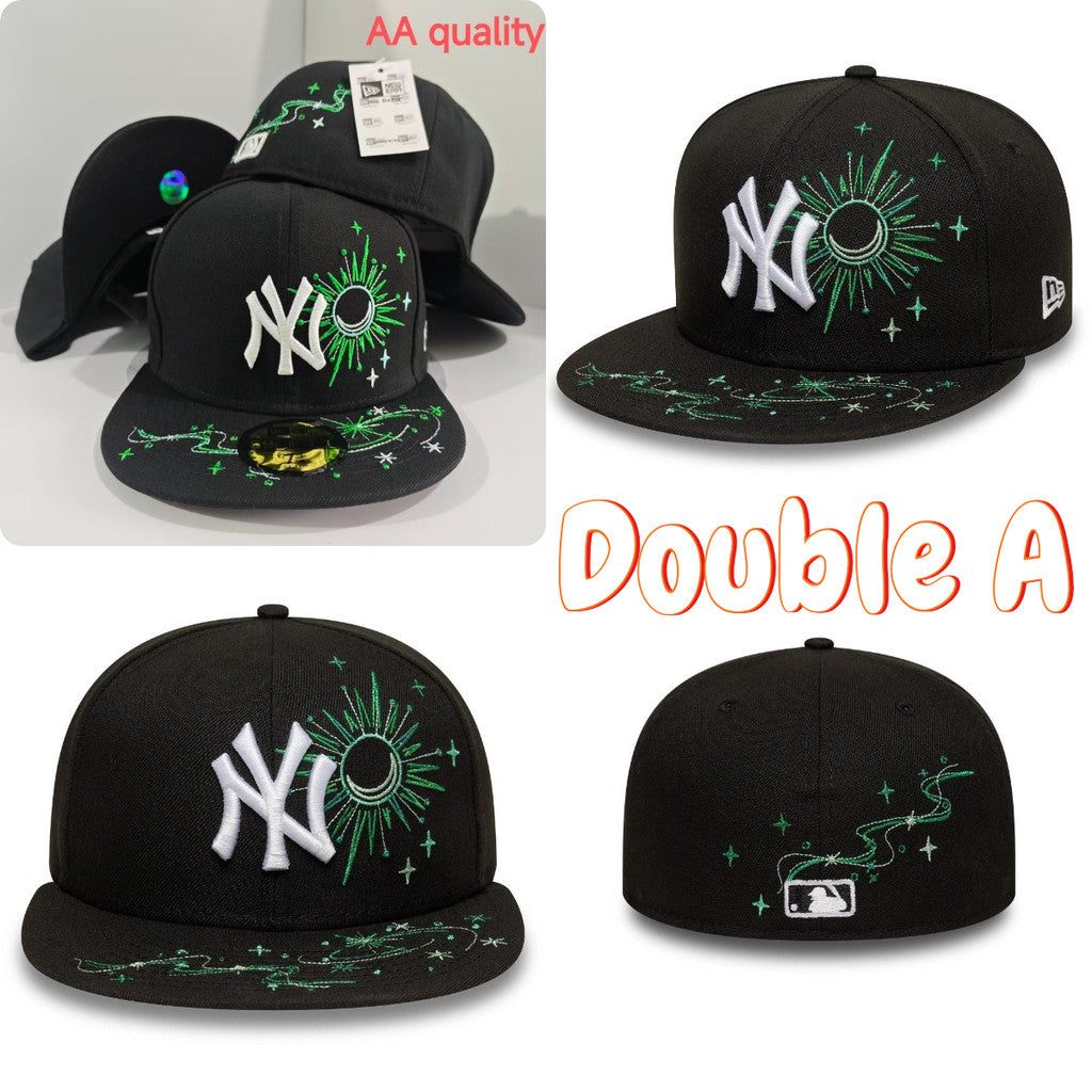 Major League Baseball Zodiac New York Yankees Fireworks Design Black Fitted Hat Non-adjustable Hip-hop Baseball Cap