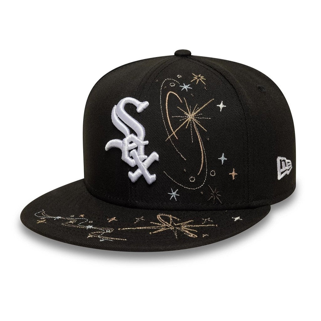 Major League Baseball Zodiac Chicago White Sox Fireworks Design Black Fitted Hat Non-adjustable Hip-hop Baseball Cap