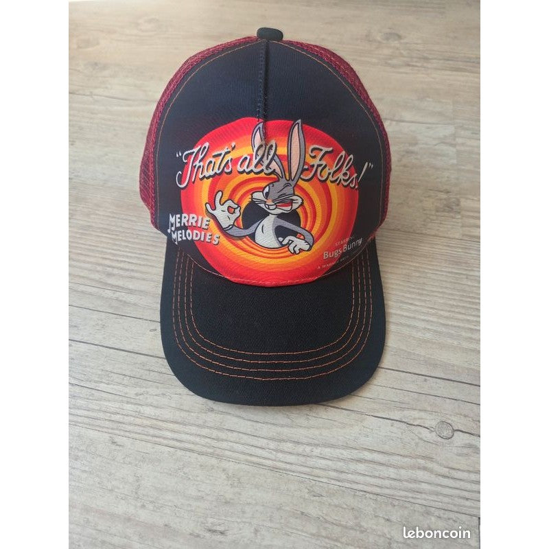 Black Bugs Bunny Looney Tunes Breathable Curved Eaves Adjustable Baseball Cap Fashionable Trendy Truck Driver Net Hat