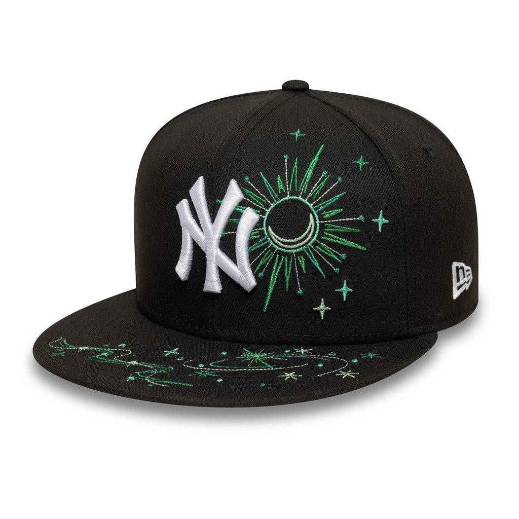 Major League Baseball Zodiac New York Yankees Fireworks Design Black Fitted Hat Non-adjustable Hip-hop Baseball Cap