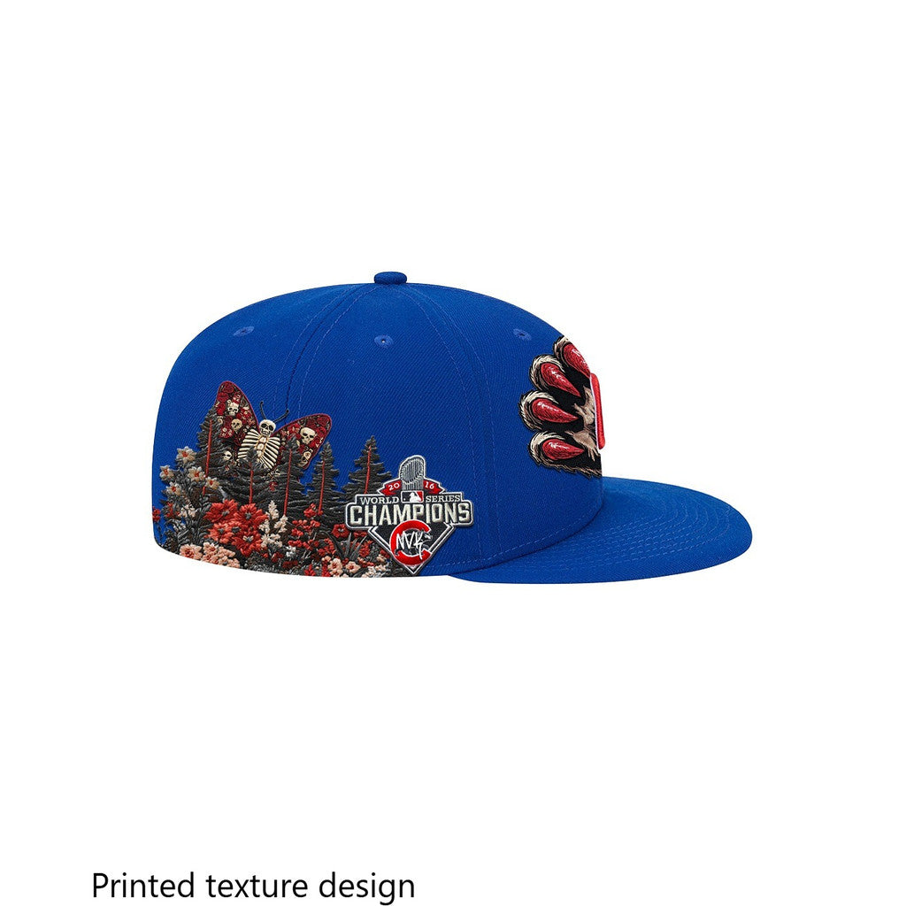Major League Baseball Chicago Cubs Bear Claw Logo Fitted Hat Fully Enclosed Flat Eave Outdoor Sports Baseball Cap