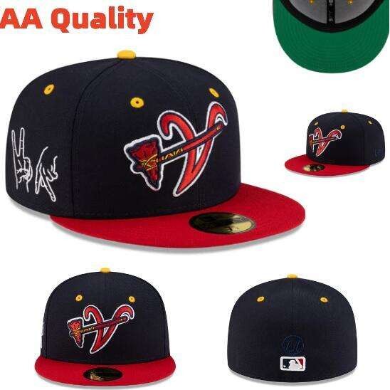 Major League Baseball Atlanta Braves Inverted Logo Side Letter Embroidery Fitted Hat Non-adjustable Hip-hop Event Commemorative Baseball Cap