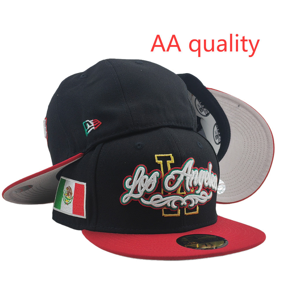 Major League Baseball Los Angeles Dodgers with Embroidered Side Flag Fitted Hat Fully Enclosed Sports Baseball Cap