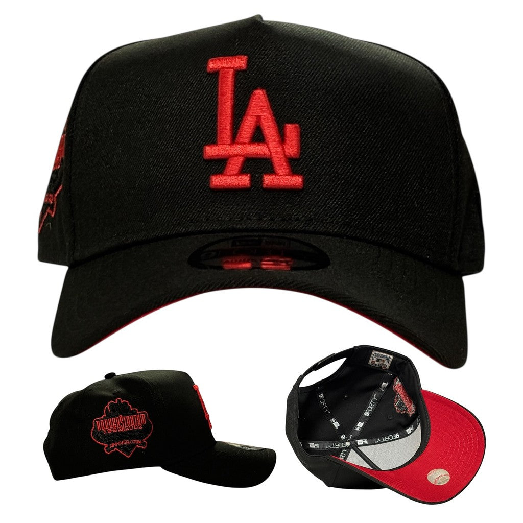 Major League Baseball Los Angeles Dodgers Black &Red Black Uv Red A-Frame Adjustable Snapback Cap Hip-Hop Curved Brimmed Baseball Cap
