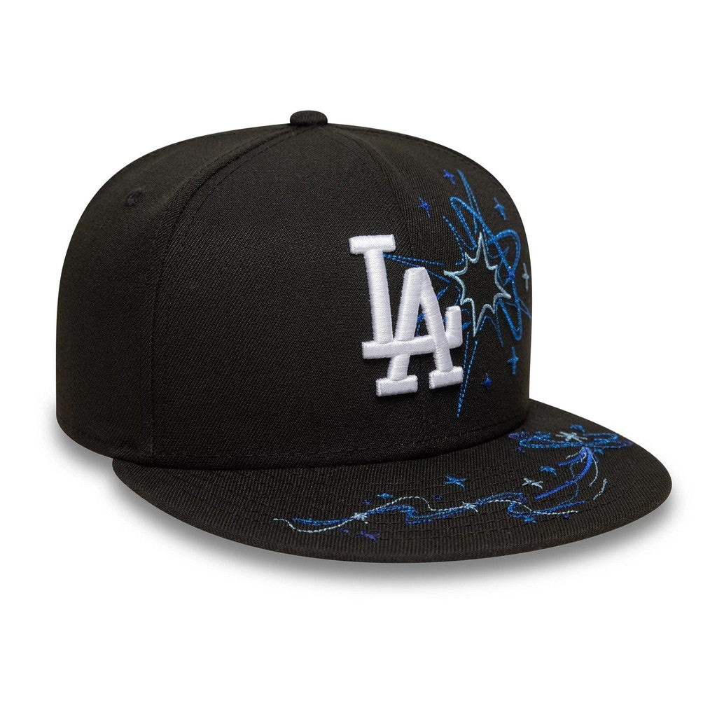 Major League Baseball Zodiac Los Angeles Dodgers Fireworks Design Black Fitted Hat Non-adjustable Hip-hop Baseball Cap