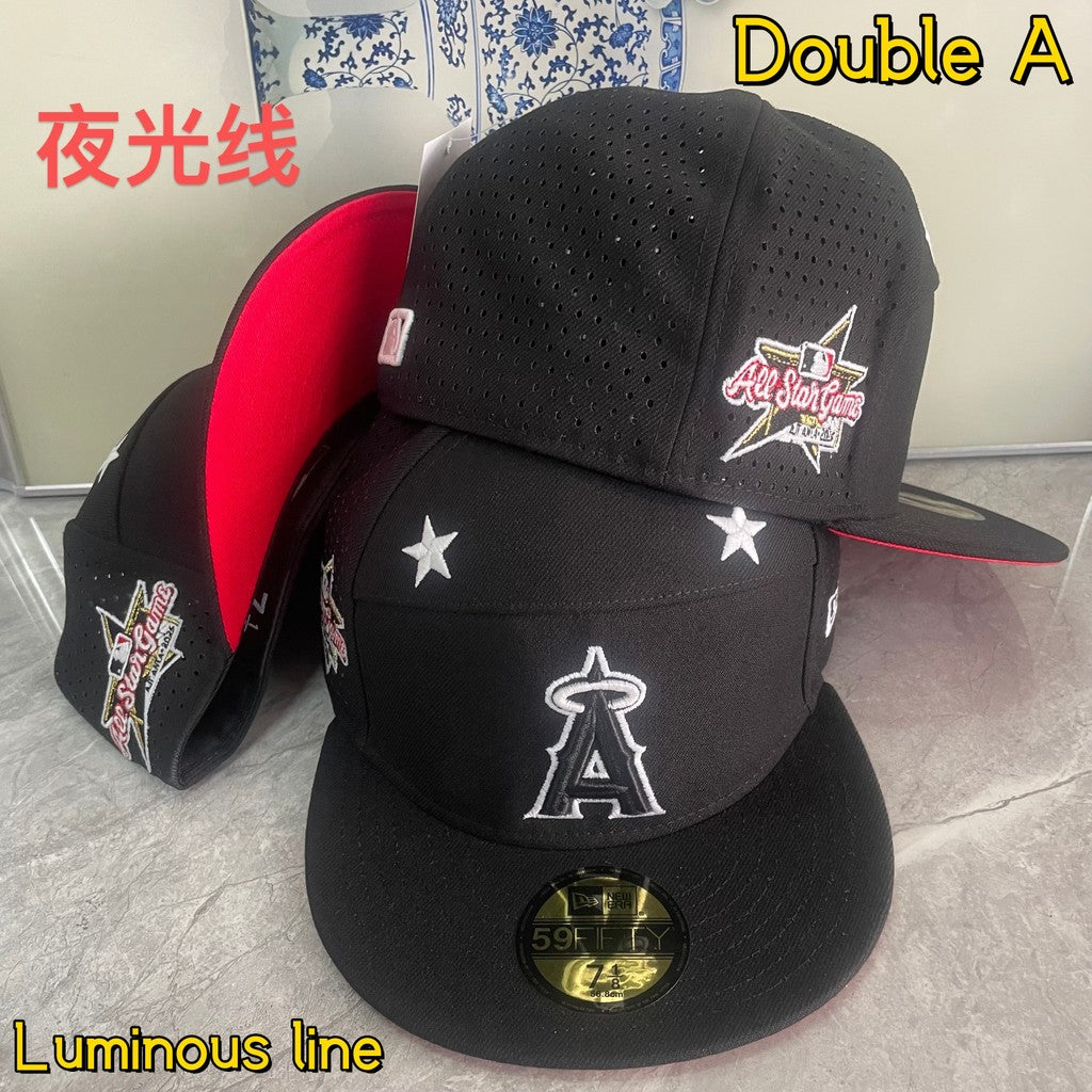 Major League Baseball Fashionable Luminous String Baseball Team Flat Eaves Fitted Hat Alphabet Embroidered Hip Hop Baseball Hat