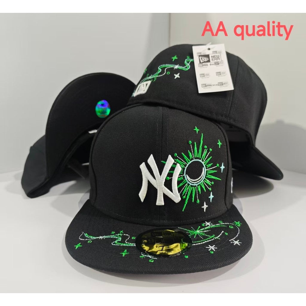 Major League Baseball Zodiac New York Yankees Fireworks Design Black Fitted Hat Non-adjustable Hip-hop Baseball Cap