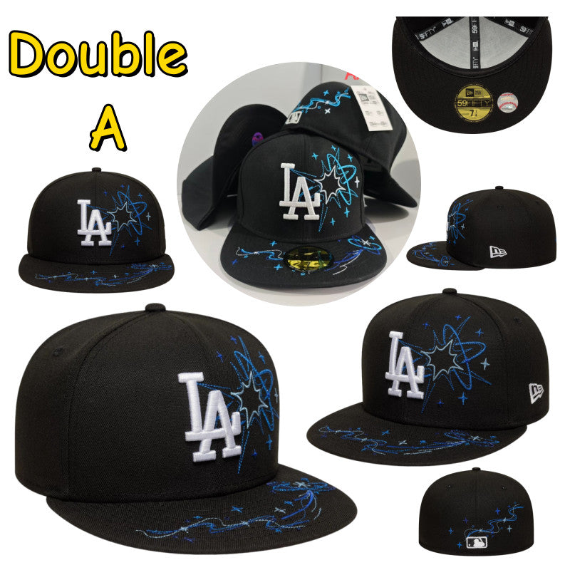 Major League Baseball Zodiac Los Angeles Dodgers Fireworks Design Black Fitted Hat Non-adjustable Hip-hop Baseball Cap