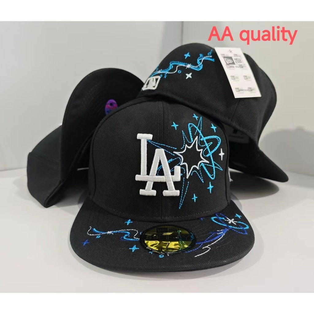 Major League Baseball Zodiac Los Angeles Dodgers Fireworks Design Black Fitted Hat Non-adjustable Hip-hop Baseball Cap