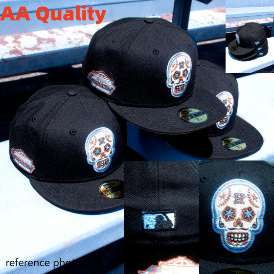 Major League Baseball Houston Astros The Cold Stunner Pack  Fitted Hat Skeleton Embroidered Flat Brimmed Hip Hop Baseball Hat