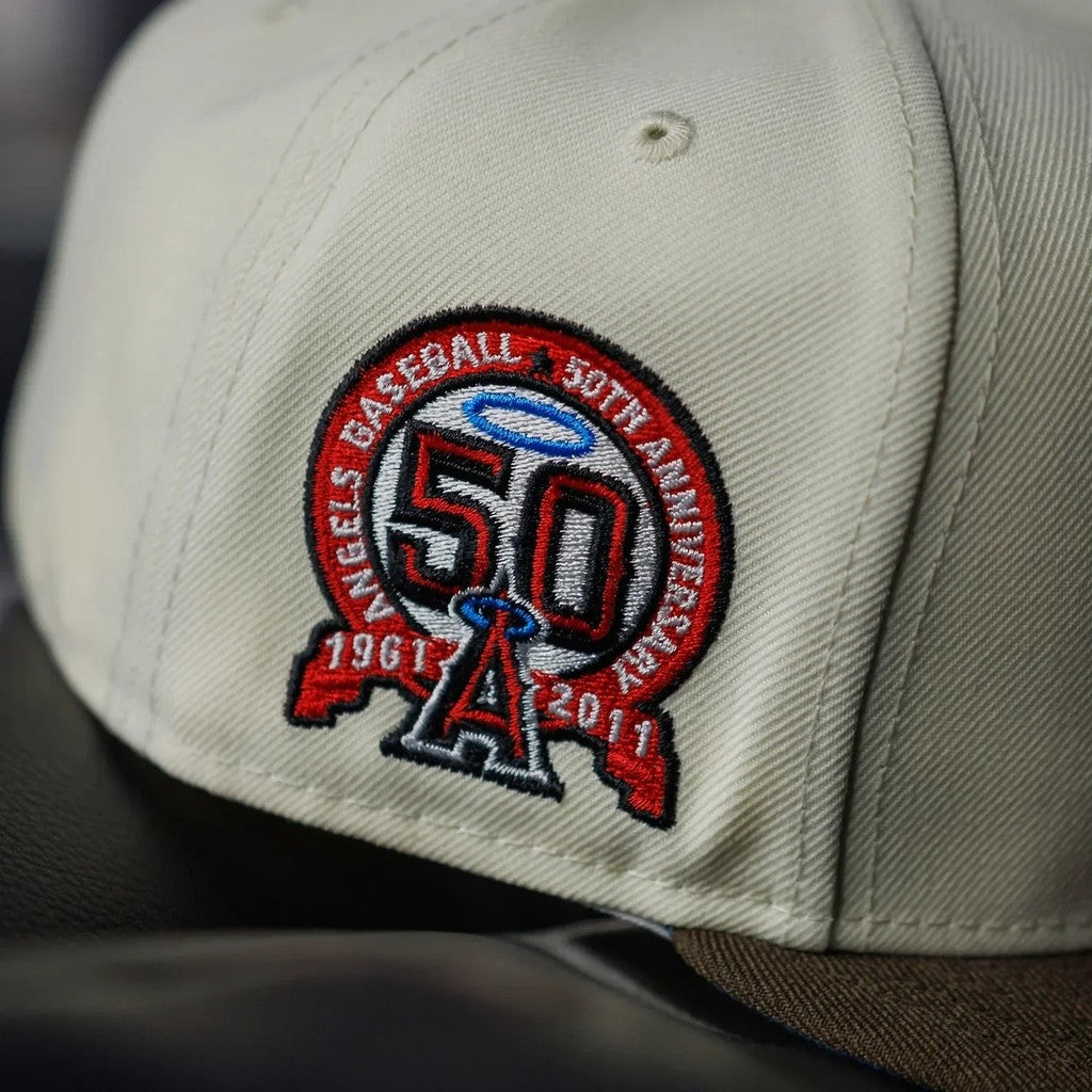 Major League Baseball Los Angeles Angels of Anaheim Sugar Skull Side Number 50 Fitted Hat Fully Enclosed Sports Baseball Cap