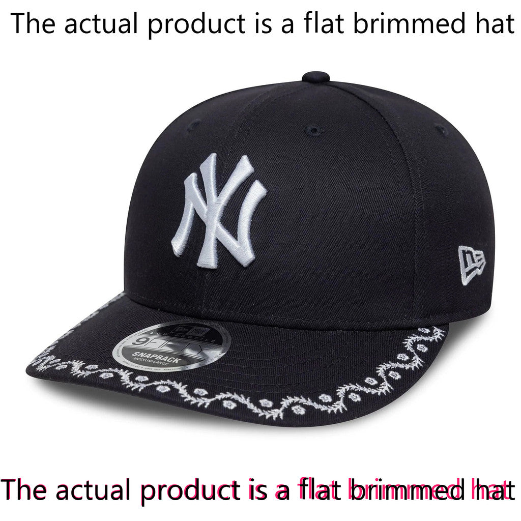 Major League Baseball New York Yankees Low Profile Floral Fitted Hat Lace Embroidered Flat Brimmed Casual Baseball Cap