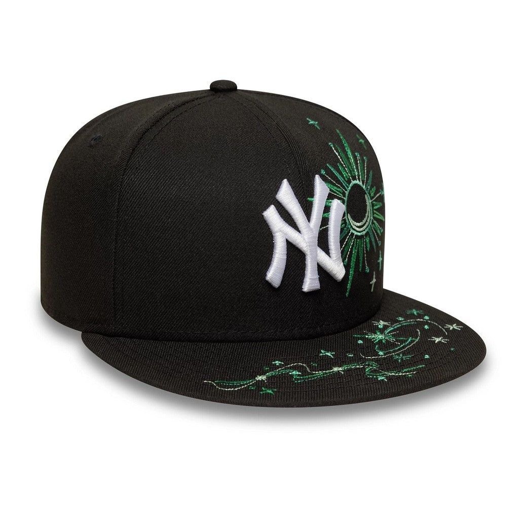 Major League Baseball Zodiac New York Yankees Fireworks Design Black Fitted Hat Non-adjustable Hip-hop Baseball Cap