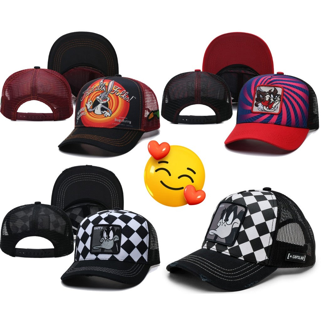 Black Bugs Bunny Looney Tunes Breathable Curved Eaves Adjustable Baseball Cap Fashionable Trendy Truck Driver Net Hat