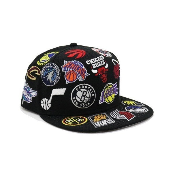 National Basketball NBA All Over Team Logo Basketball Sport Fitted Hat Non-Adjustable Hip-Hop Baseball Cap