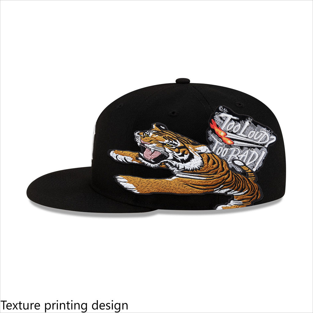 Major League Baseball Detroit Tigers Tiger Logo Fitted Hat Fully Enclosed Flat Brimmed Outdoor Sports Baseball Hat