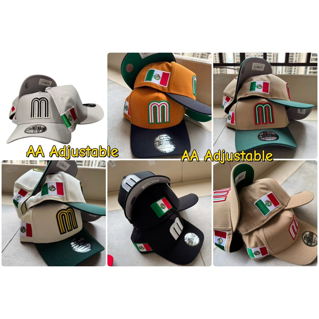 Mexico National Football Team  A-Frame Adjustable Snapback Mexico Bent Brimmed Sports Baseball Cap