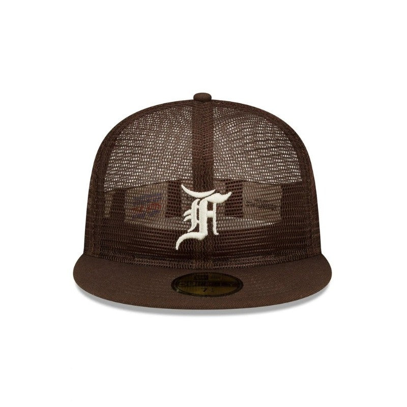 Major League Baseball Fear of God Essential Full Mesh Brown 2022 Fitted Hat Breathable Flat Brimmed Sports Breathing Baseball Cap