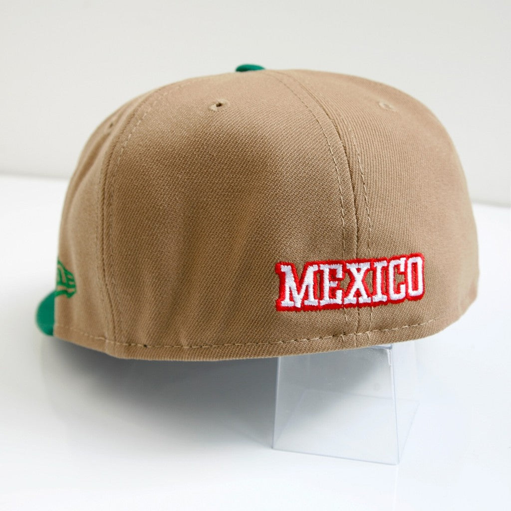 Mexico National Football Team WBC Limited-Edition Khaki Green Fitted Hat Mexico Flat Brimmed Sports Baseball Cap