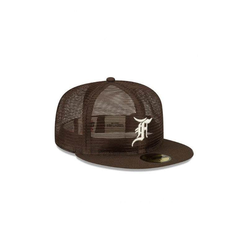 Major League Baseball Fear of God Essential Full Mesh Brown 2022 Fitted Hat Breathable Flat Brimmed Sports Breathing Baseball Cap