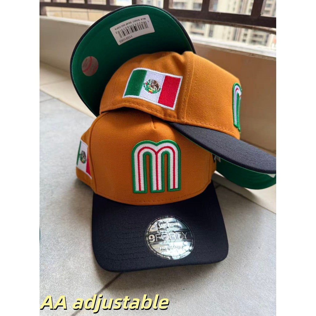 Mexico National Football Team  A-Frame Adjustable Snapback Mexico Bent Brimmed Sports Baseball Cap